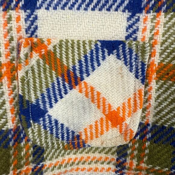 Vintage Loubella 19760s 1970s Vest Skirt Set Wool Plaid Golden Buttons XS Orange - Picture 3 of 11